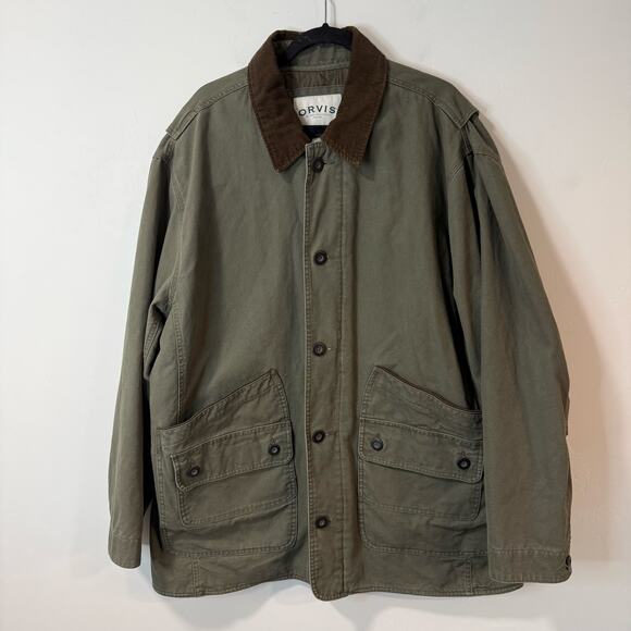 Orvis Men's Chore Jacket Barn Coat Field Insulated Green XXL Cotton Quilt Lined - Picture 1 of 9